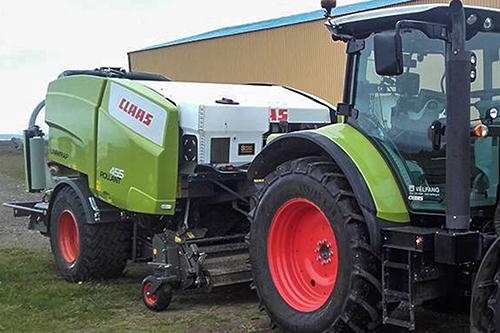 250 litre applicator kit mounted on a claas baler