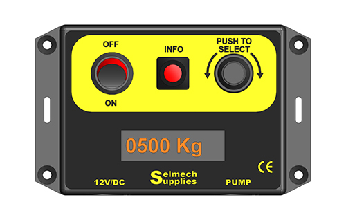 selmech digital control box showing set bale weight