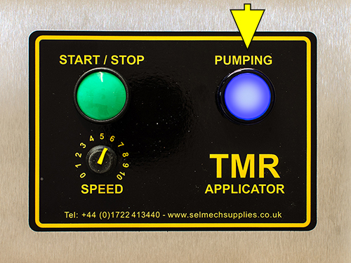 TMR applicator contol panel highlighting the illuminated indicator