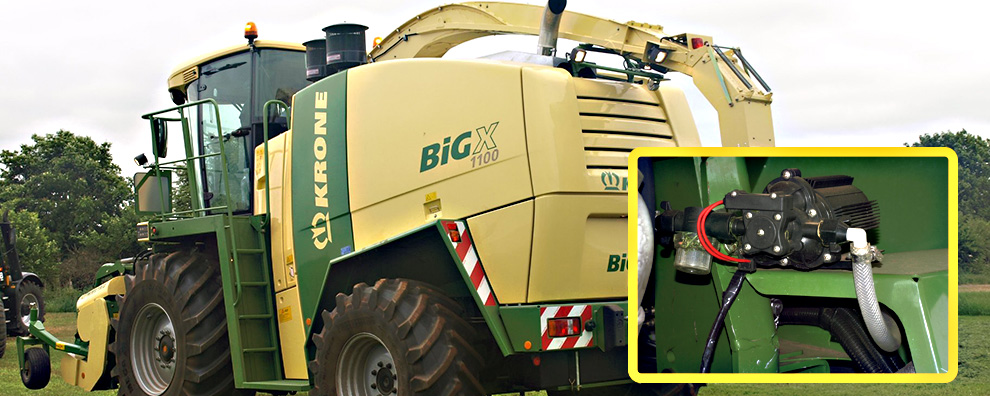 High volume SDP pump shown on a self proppelled forage havester